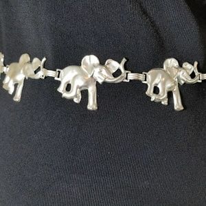 Elephant Silver Tone Metal Belt Adjustable